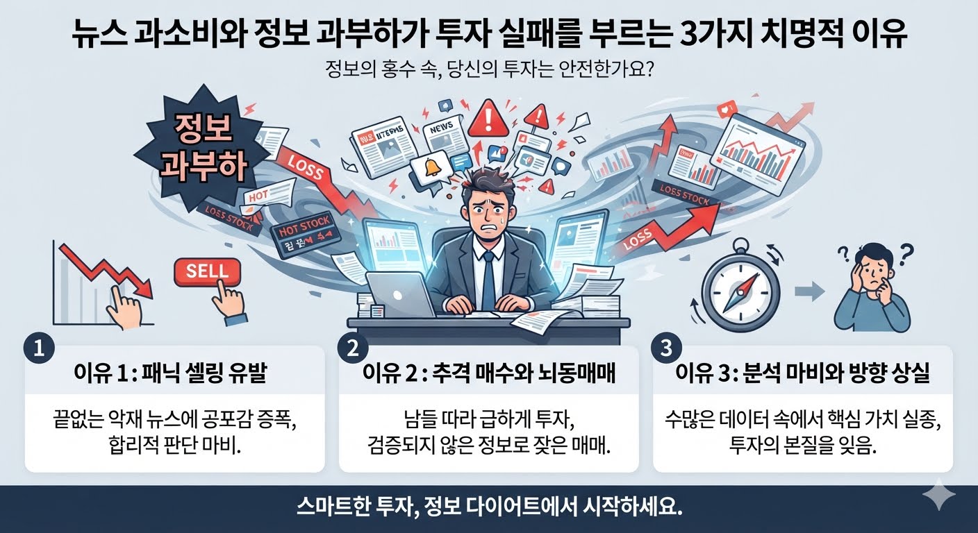 경제 뉴스 과소비로 인해 투자에 어려움을 겪고 스트레스를 받는 투자자